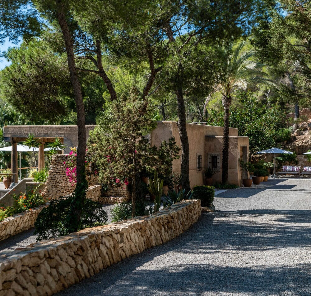 luxury ibiza villa pathway and trees