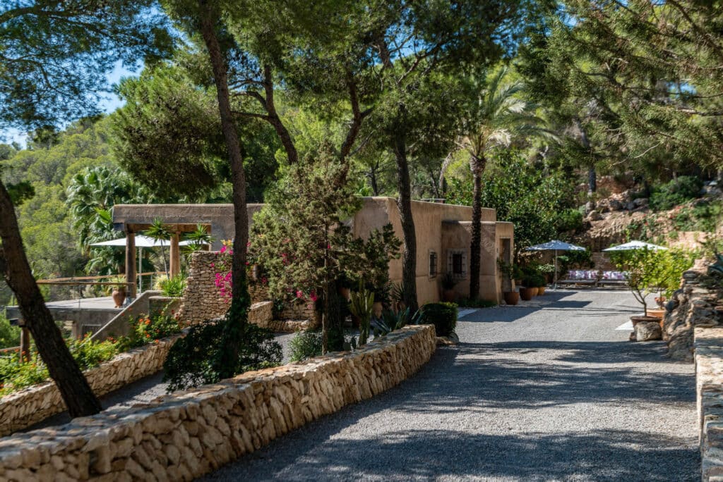 luxury ibiza villa pathway and trees