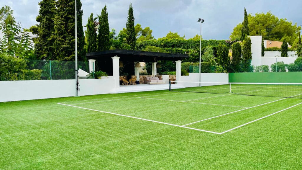 Tennis court in private ibiza villa can girasol