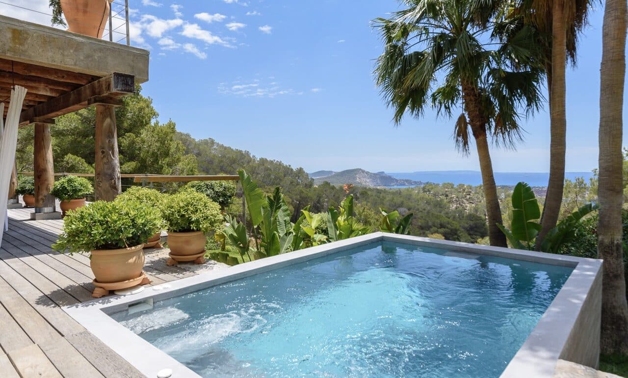 villa alegre swimming pool and view, Ibiza